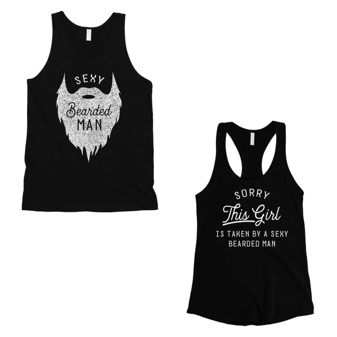 Taken By Sexy Bearded Man Matching Couple Tank Tops Valentine's Day Black