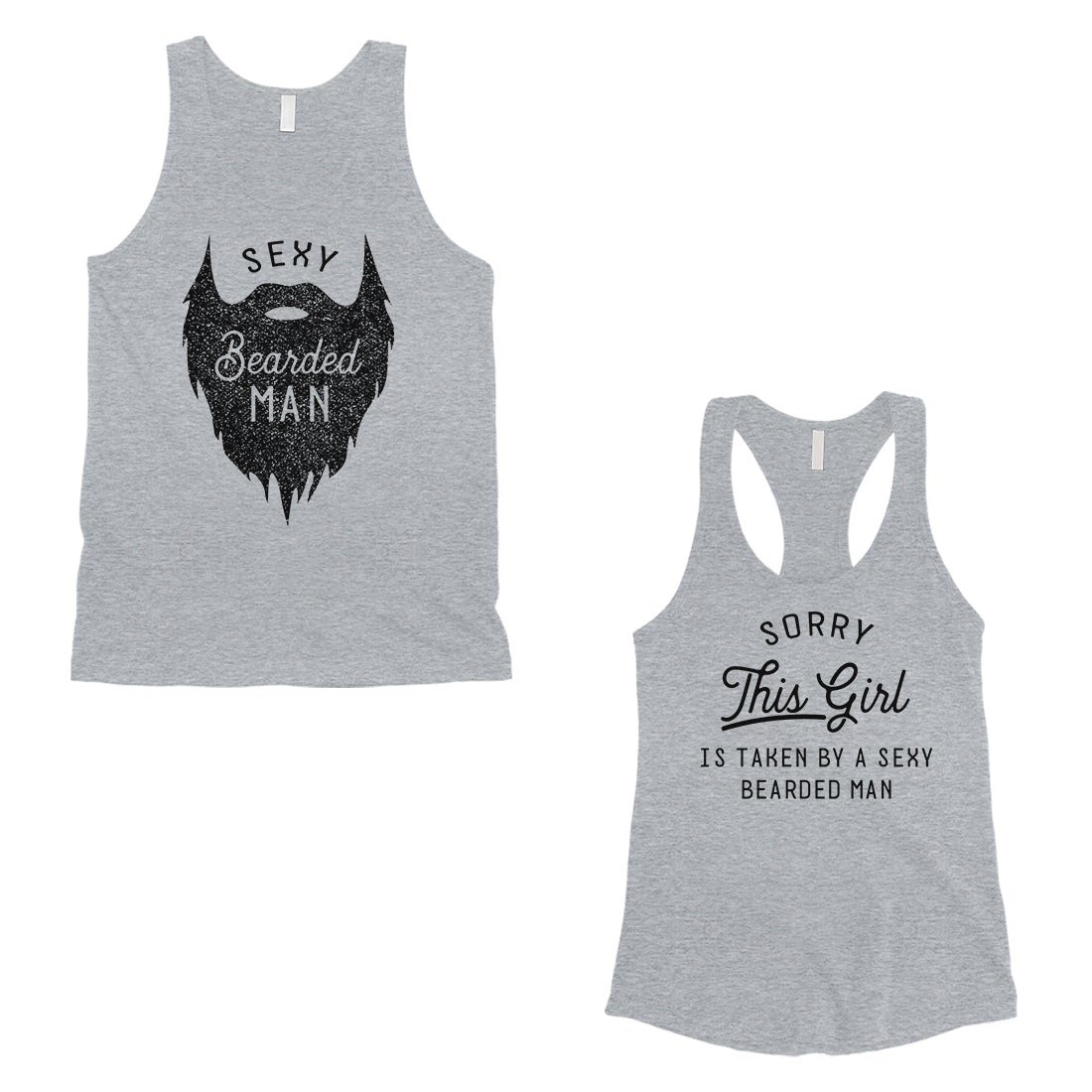 Taken By Sexy Bearded Man Matching Couple Tank Tops Valentine's Day Gray