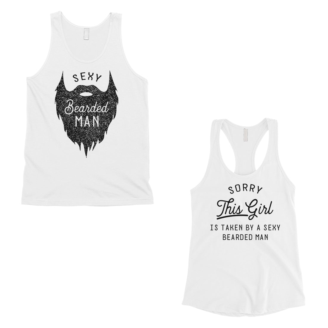 Taken By Sexy Bearded Man Matching Couple Tank Tops Valentine's Day White