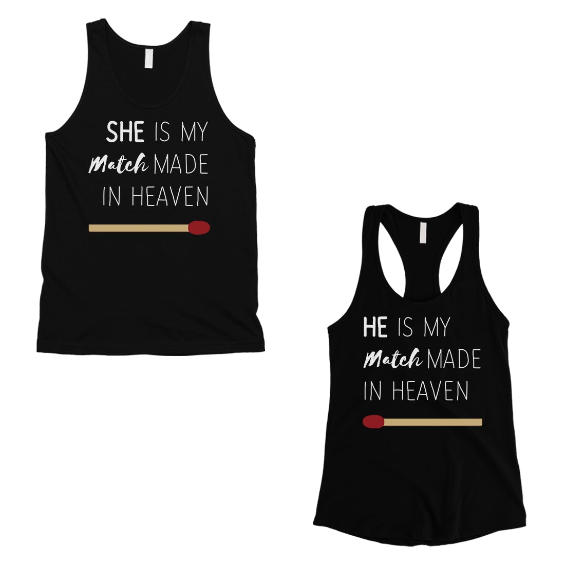 Match Made In Heaven Matching Couple Tank Tops Valentine's Day Gift Black