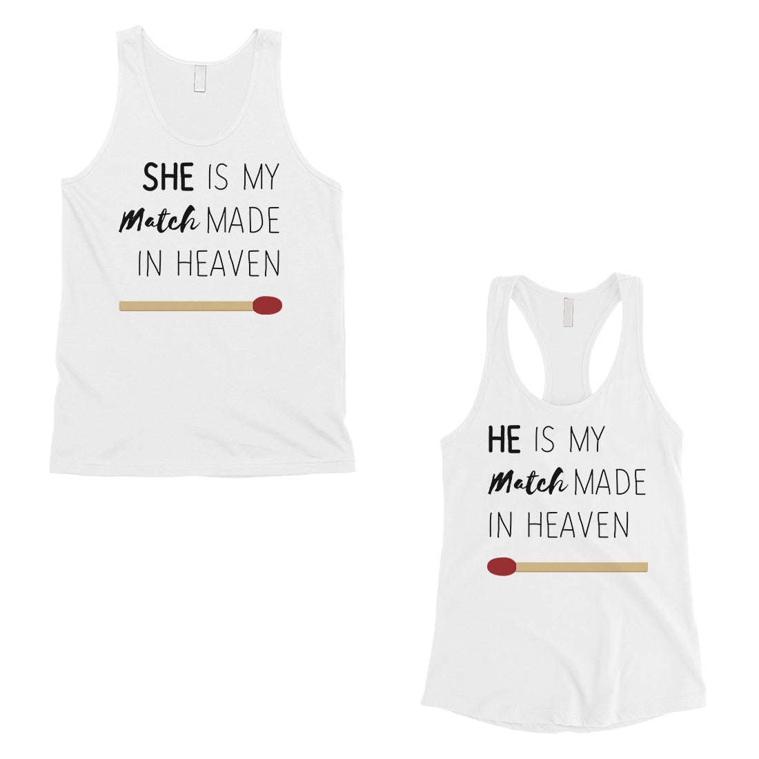 Match Made In Heaven Matching Couple Tank Tops Valentine's Day Gift White