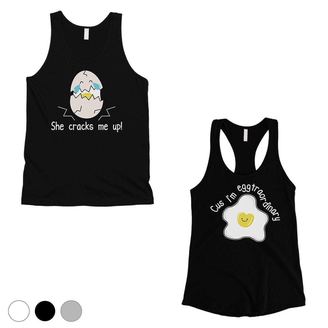 Egg Crack Eggtraordinary Matching Couple Tank Tops Valentine's Day Black