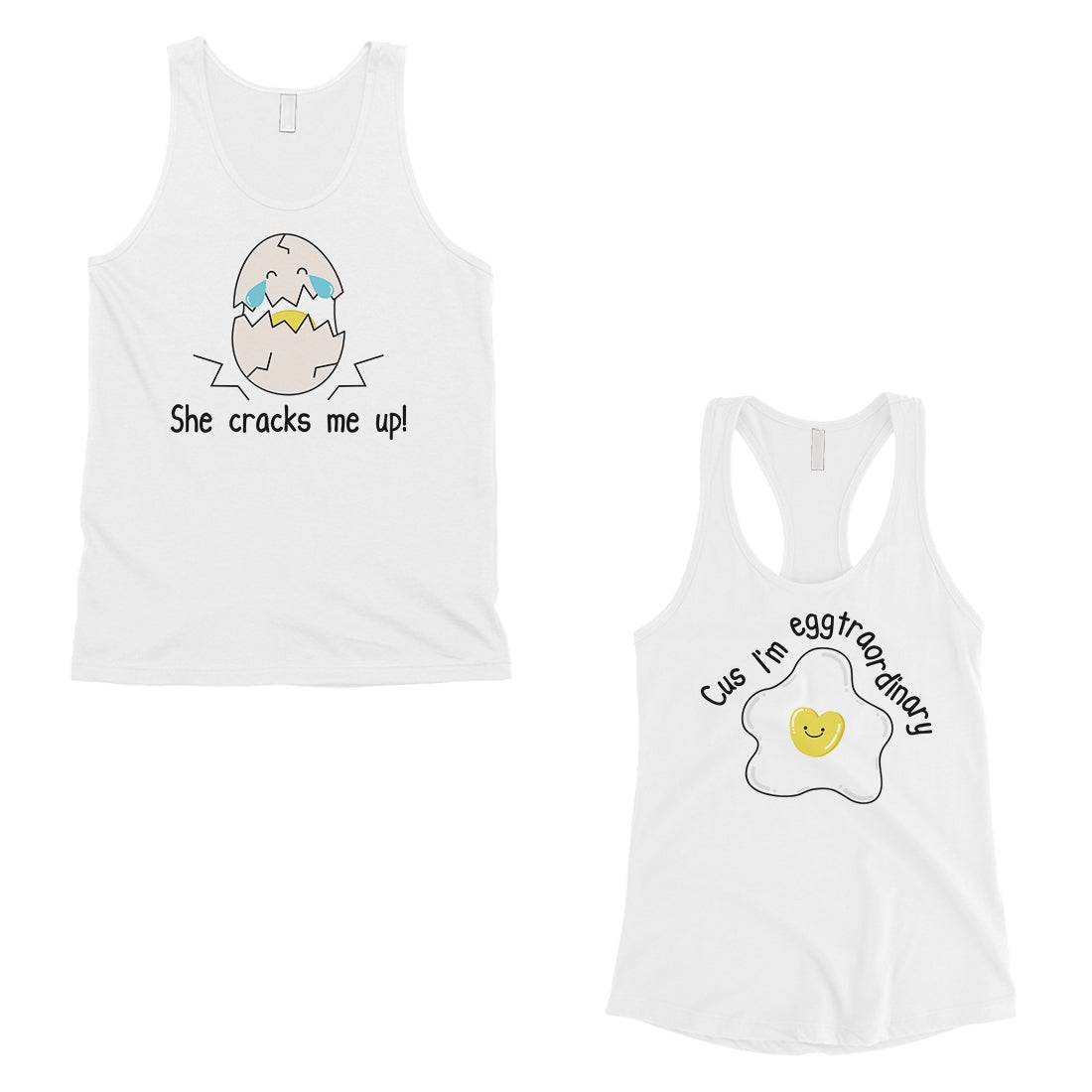 Egg Crack Eggtraordinary Matching Couple Tank Tops Valentine's Day White