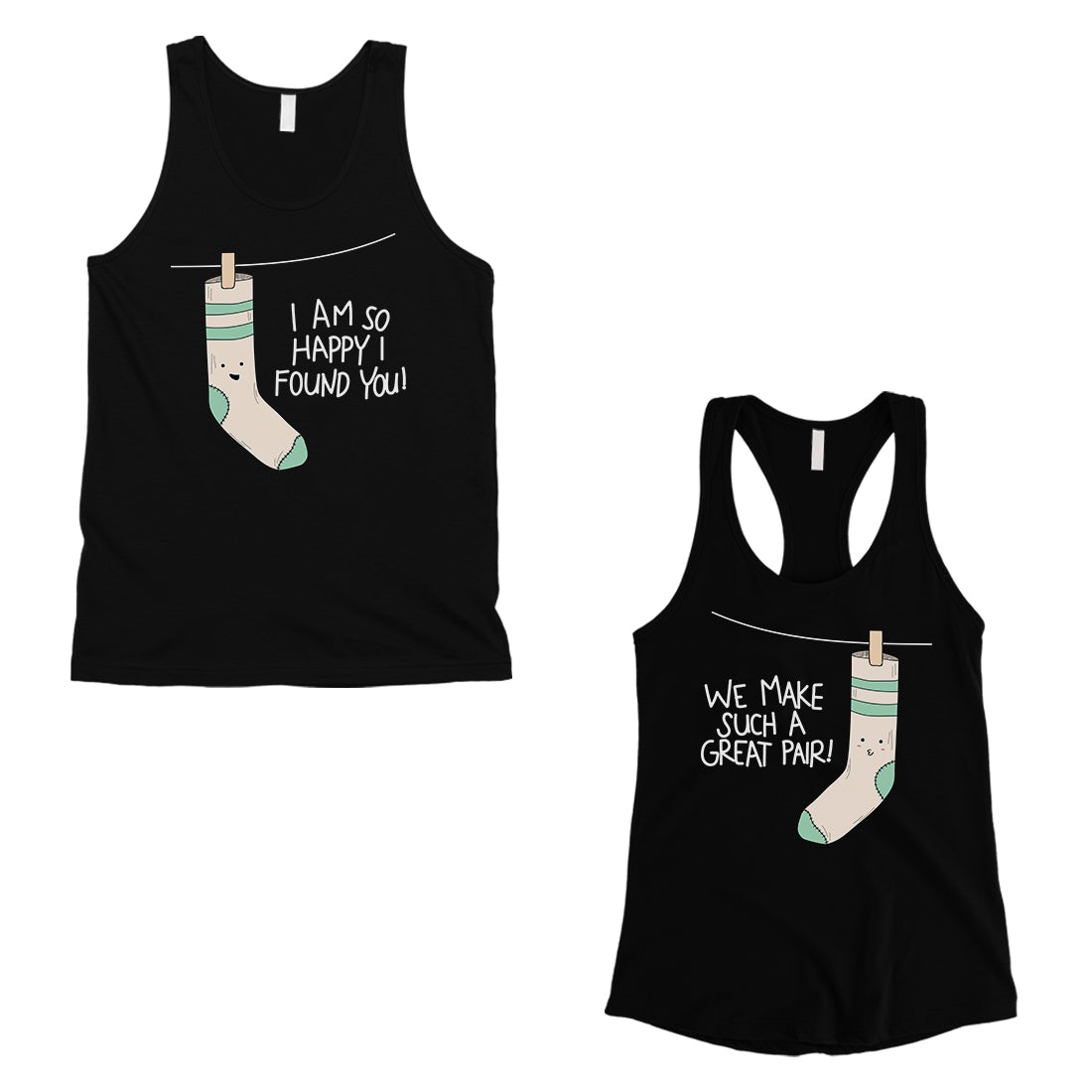 Socks Great Pair Matching Couple Tank Tops Cute Valentines Day Gift Black