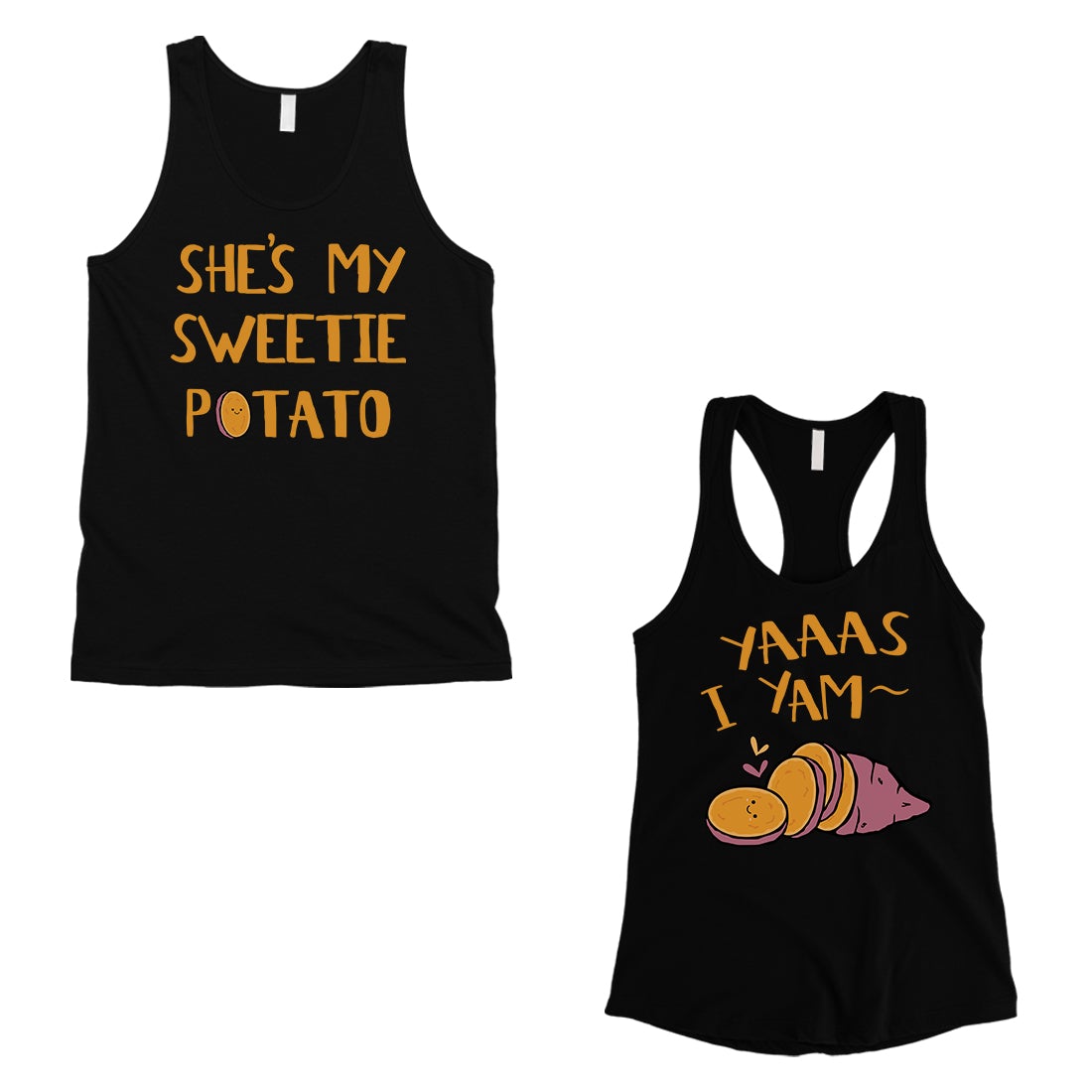 Sweet Potato Yam Matching Couple Tank Tops Funny Anniversary Gift Black
