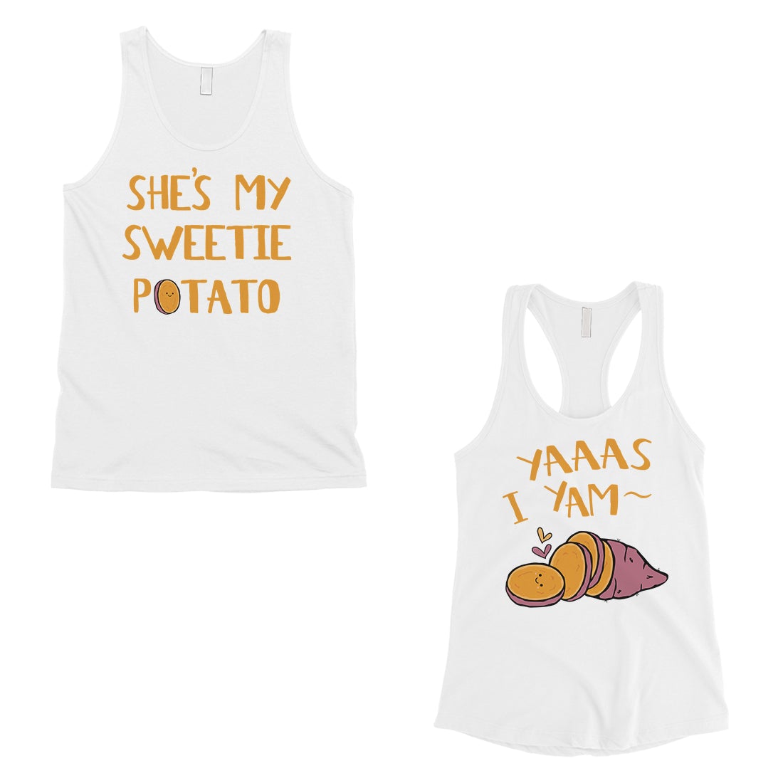 Sweet Potato Yam Matching Couple Tank Tops Funny Anniversary Gift White