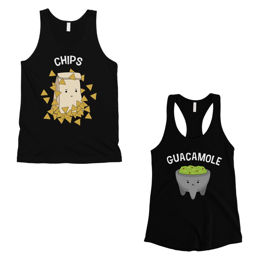 Chips & Guacamole Matching Couple Tank Tops Funny Wedding Gift Black