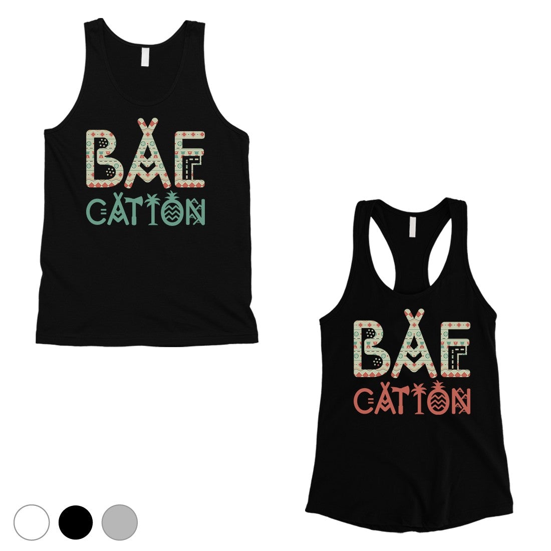 BAEcation Vacation Matching Couple Tank Tops Unique Newlywed Gifts Black