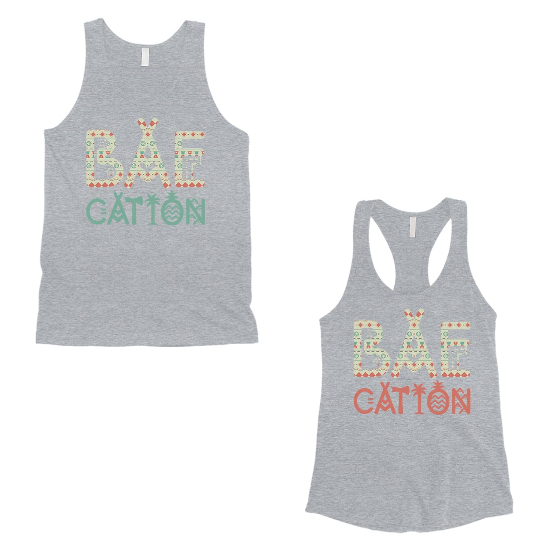 BAEcation Vacation Matching Couple Tank Tops Unique Newlywed Gifts Gray