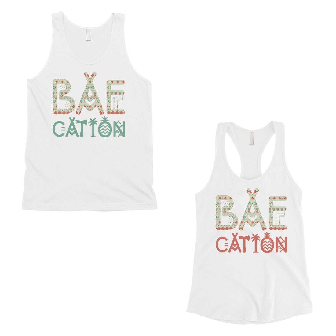 BAEcation Vacation Matching Couple Tank Tops Unique Newlywed Gifts White