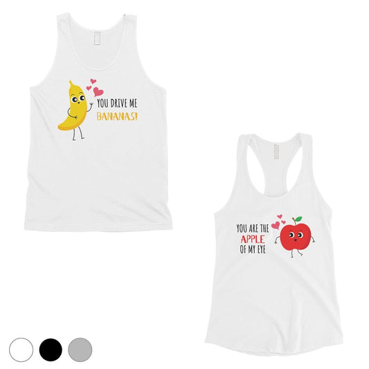 Drive Me Bananas Matching Couple Tank Tops Cute Valentines Day Gift White