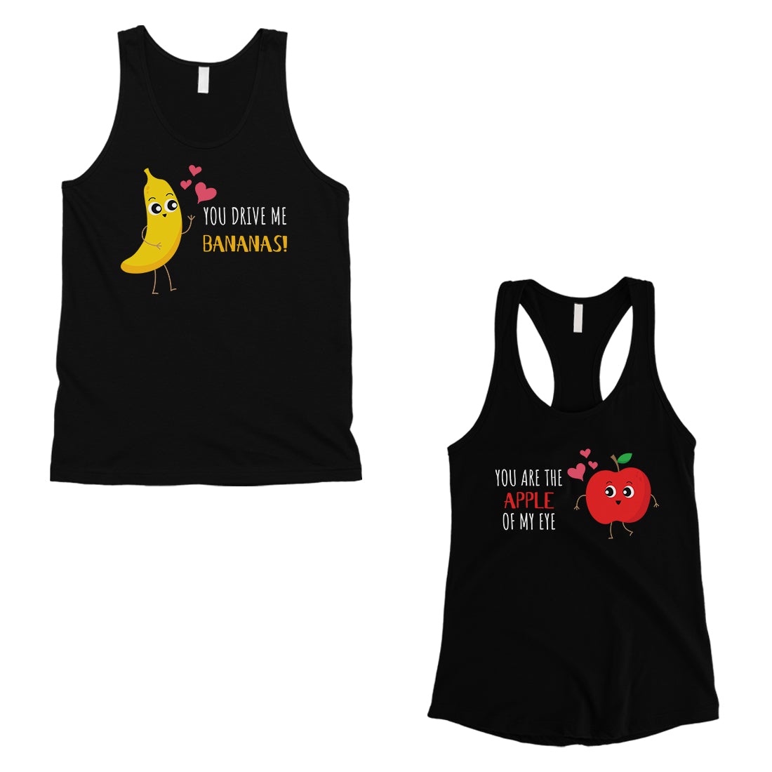 Drive Me Bananas Matching Couple Tank Tops Cute Valentines Day Gift Black