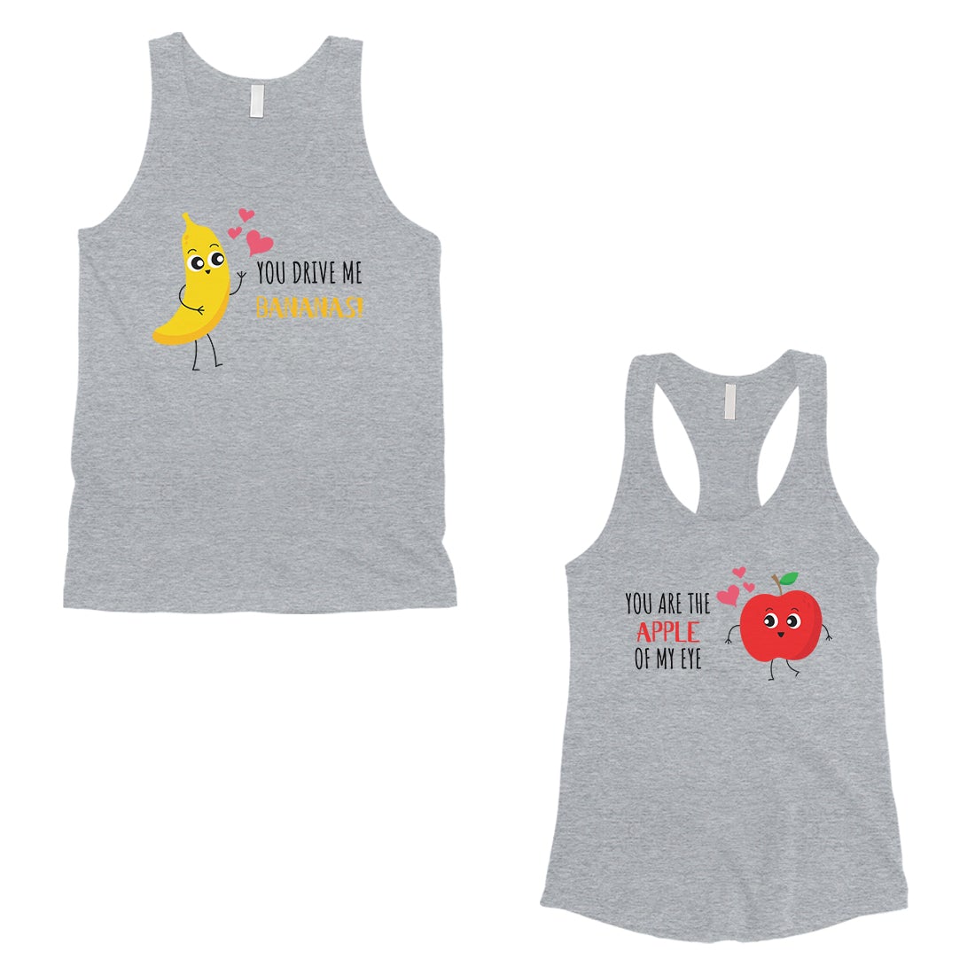 Drive Me Bananas Matching Couple Tank Tops Cute Valentines Day Gift Gray
